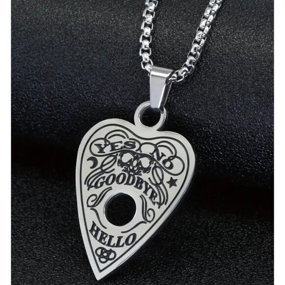 Stainless Steel Ouija Planchette Pendant Chain Necklace Halloween Gothic - Picture 4 of 4